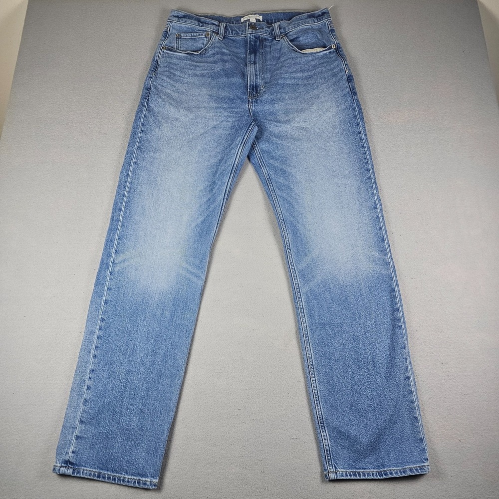 Banana Republic Authentic Straight Jeans Mens 34x32 Blue Denim Light Wash Faded